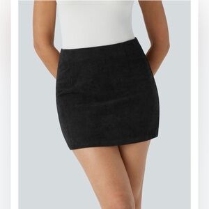 HALARA Classic Black High Waisted Corduroy Mini Skirt